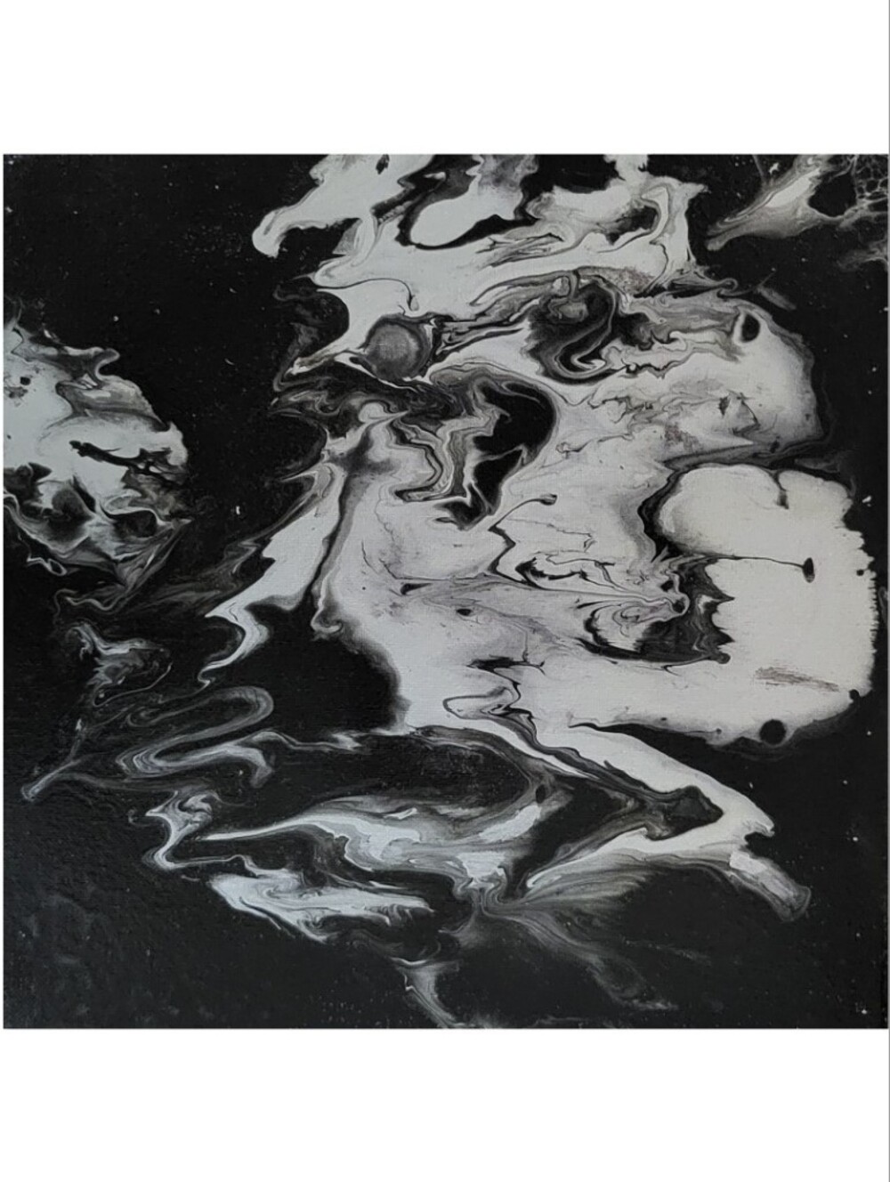 Hand Crafted Abstract Black and Gray 12x12 Inches Wall Art Canvas Painting - Picture 6 of 6